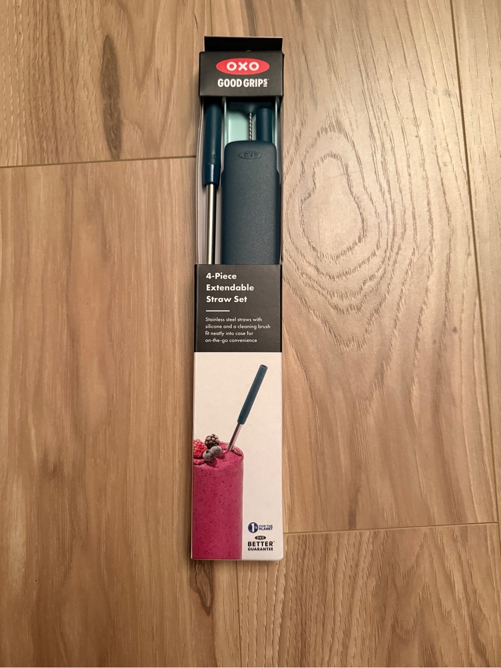 OXO 4-Piece Reusable Straw and Brush Set with Case